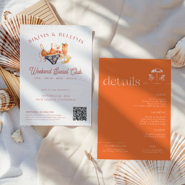 Invitation Bikinis et Bellinis Bachelorette Social Club (Créateur téléchargé)