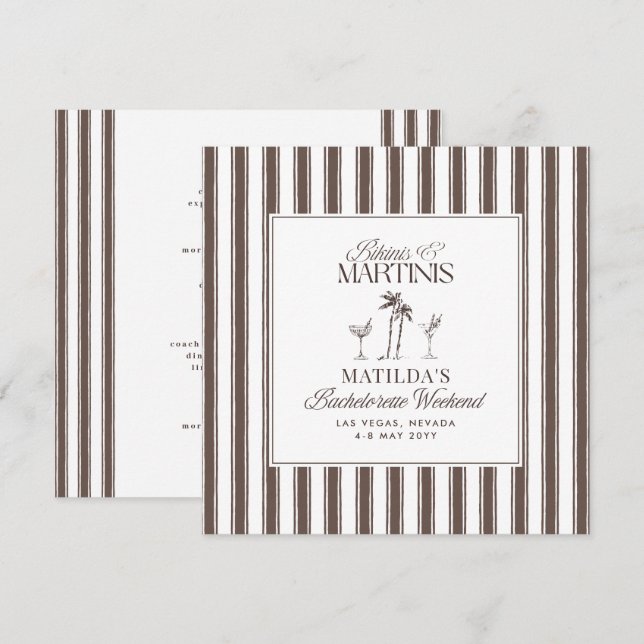 Invitation Bikinis et martinis Élégante bachelorette vintage (Devant / Derrière)