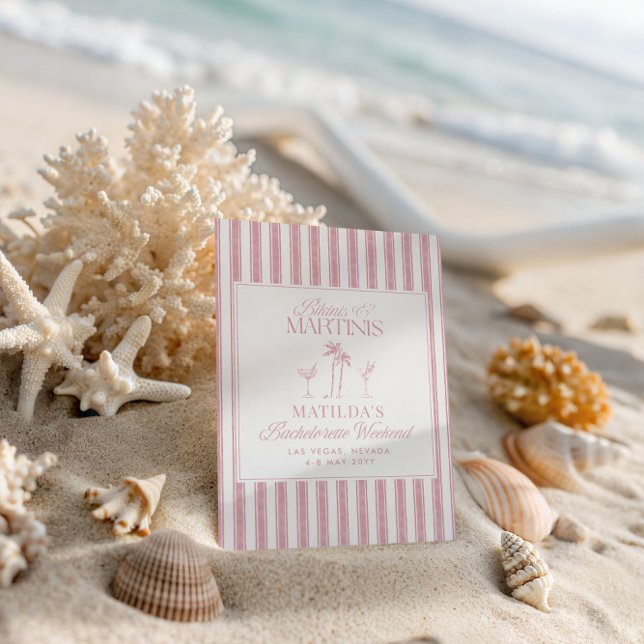 Invitation Bikinis et martinis Élégante bachelorette vintage (Créateur téléchargé)