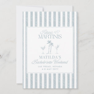 Invitation Bikinis et martinis Élégante bachelorette vintage