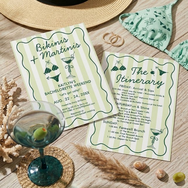 Invitation Bikinis & Martinis Bachelorette Party Itinerary (Créateur téléchargé)