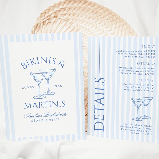 Invitation Bikinis & Martinis Green Bachelorette Weekend Invi (Créateur téléchargé)