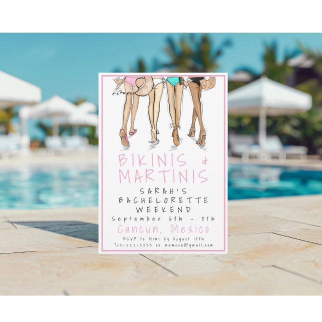 Invitation Bikinis & Martinis Week-end de fête pour l'enterre (Créateur téléchargé)