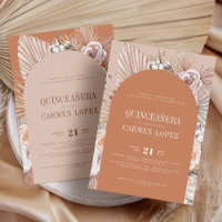 Bilingue Boho Moderne Terracotta Quinceanera