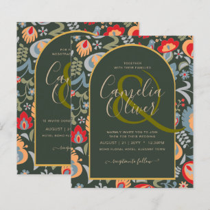 invitation bilingue de mariage de fleurs populaire
