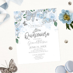 Invitation bilingue pour Quinceanera papillon à bu
