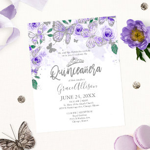 Invitation bilingue pour Quinceanera papillon à bu