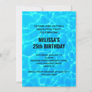Invitation Billard bleu clair eau photo Anniversaire