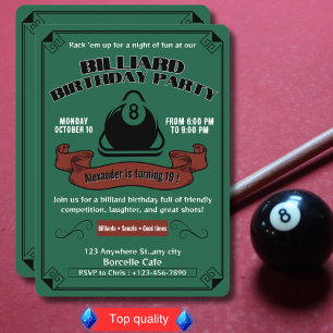 Invitation Billard vintage Anniversaire Piscine de fête Thème