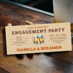 Invitation Billet à thème de la bière Couple Engagement Party