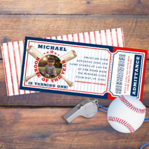 Invitation Billet Anniversaire De Baseball De La Nouvelle Ann