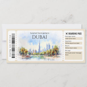 Invitation Billet avion éditable Dubai Boarding Pass