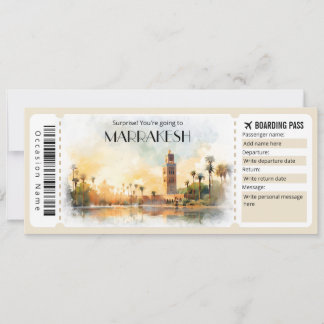 Invitation Billet avion Editable Marrakesh Boarding Pass