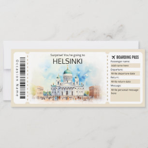 Invitation Billet Avion Helsinki modifiable, Voyage Finlande