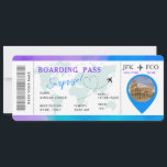 Invitation Billet avion Pass Avion Voyage surprise<br><div class="desc">Embarquement Pass Surprise Trip, Airline Ticket invitation avec une carte du monde de destination, est une excellente idée pour un cadeau d'anniversaire et d'anniversaire, pour une surprise à votre partenaire, parents et amis. Il est facile à modifier. Vous pouvez ajouter vos images, texte, modifier la police, les couleurs et customiser...</div>