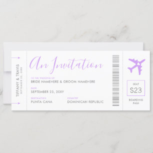 Invitation Billet Avion Passe D'Embarquement Lilac Travel