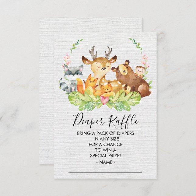 Invitation Billet Baby shower de lessive pour animaux de bois (Devant / Derrière)