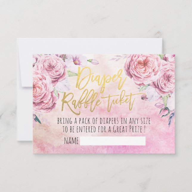 Invitation Billet baby shower Repas de couches Fleurs de Bohê (Devant)