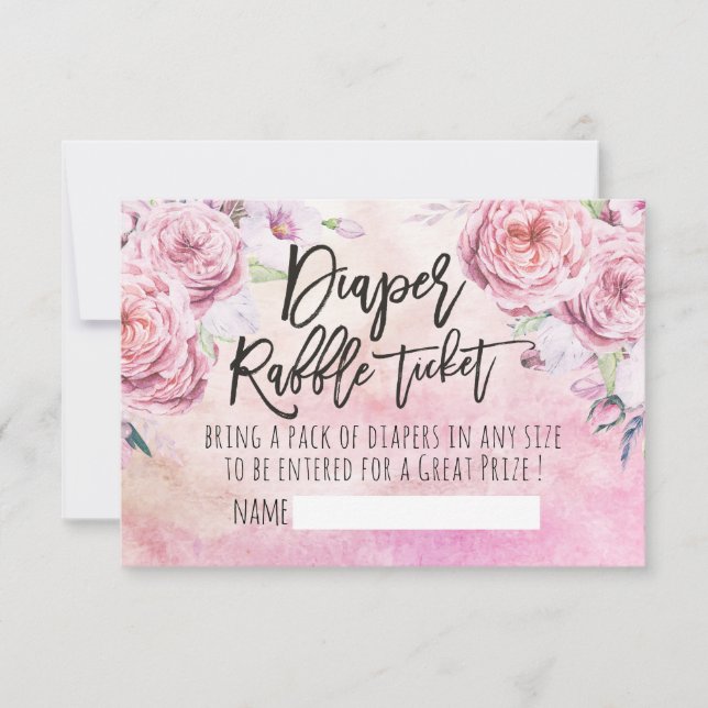 Invitation Billet baby shower Repas de couches Fleurs de Bohê (Devant)