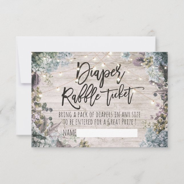 Invitation Billet baby shower Repas de Queue Floral Bois clai (Devant)