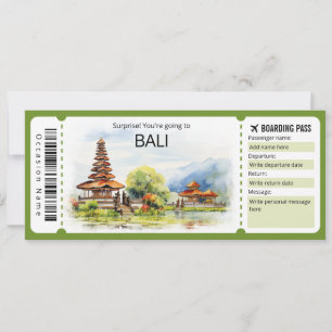 Invitation Billet Bali Avion modifiable, Bali Trip