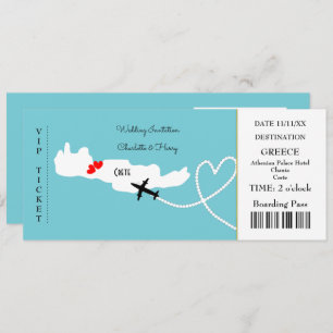 Invitation Billet Boarding Pass Mariage Destination Crète