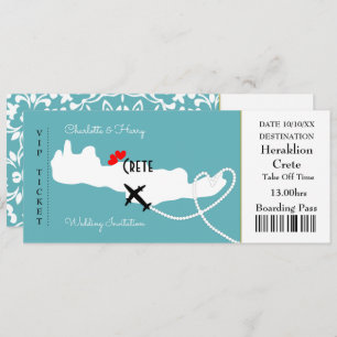 Invitation Billet Boarding Pass Mariage Destination Crète
