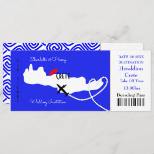 Invitation Billet Boarding Pass Mariage Destination Crète