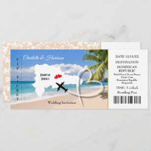 Invitation Billet Boarding Pass Mariage Destination Dominicai