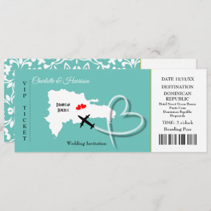 Invitation Billet Boarding Pass Mariage Destination Dominicai