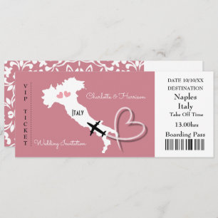 Invitation Billet Boarding Pass Mariage Destination Italie In