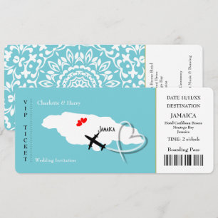 Invitation Billet Boarding Pass Mariage Destination Jamaïque 