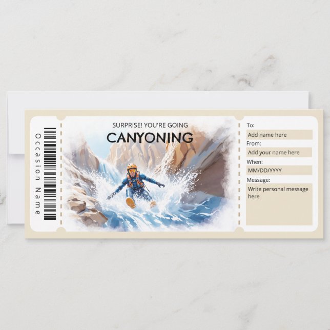 Invitation Billet cadeau canyoning (Devant)