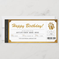 Invitation Billet Cadeau Concert Surprise Or