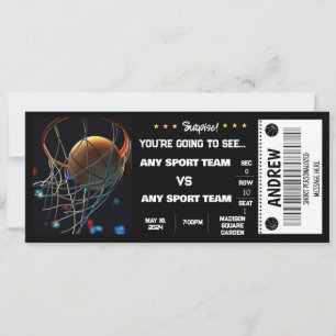 INVITATION BILLET CADEAU DE BASKETBALL SURPRISE