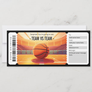 Invitation Billet cadeau de jeu de basket-ball surprise
