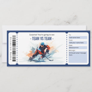 Invitation Billet cadeau de jeu de hockey surprise