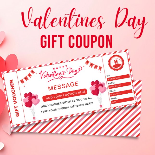 Invitation Billet cadeau de massage pour la Saint-Valentin,  (Valentine's Massage Ticket Gift Coupon Voucher, Invitation)