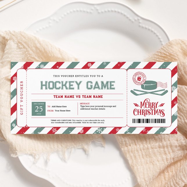 Invitation Billet cadeau de match de hockey pour Noël (Créateur téléchargé)