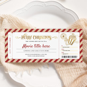 Invitation Billet cadeau de nuit pour le cinéma de Noël