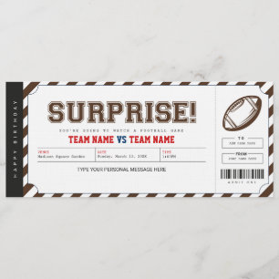 Invitation Billet Cadeau de Stade de Football Surprise