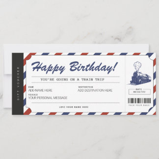 Invitation Billet cadeau de voyage en train surprise