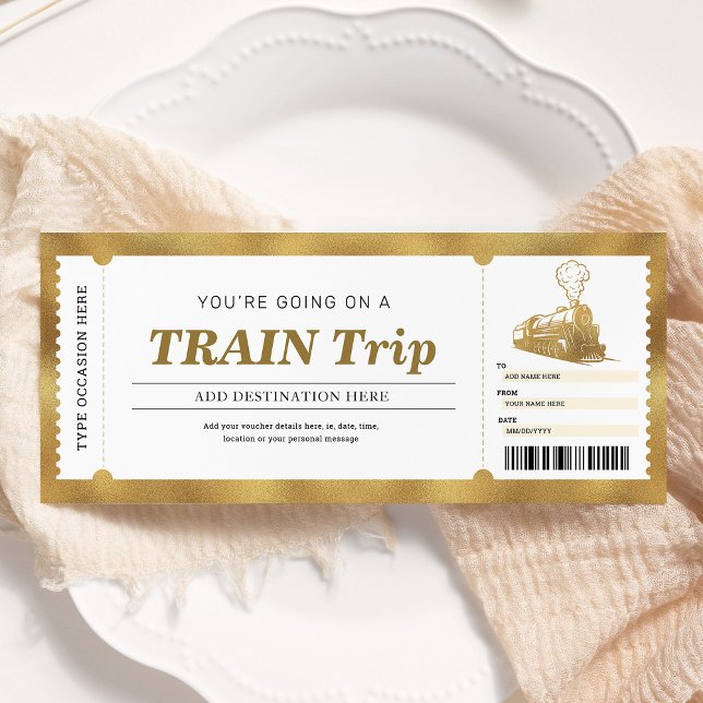 Invitation Billet cadeau Gold Train Boarding Pass (Créateur téléchargé)