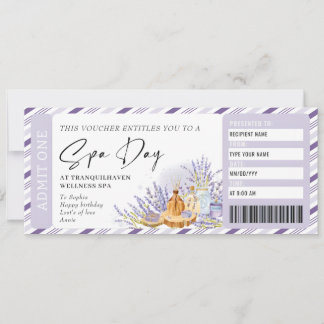 Invitation Billet cadeau Jour Spa personnel Billet Anniversai