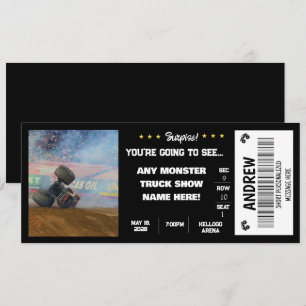 INVITATION BILLET CADEAU MONSTRE DE CAMION SURPRISE