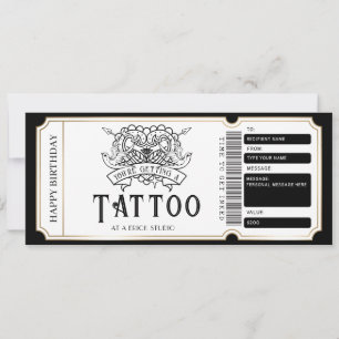 Invitation Billet cadeau pour tatouage personnalisé