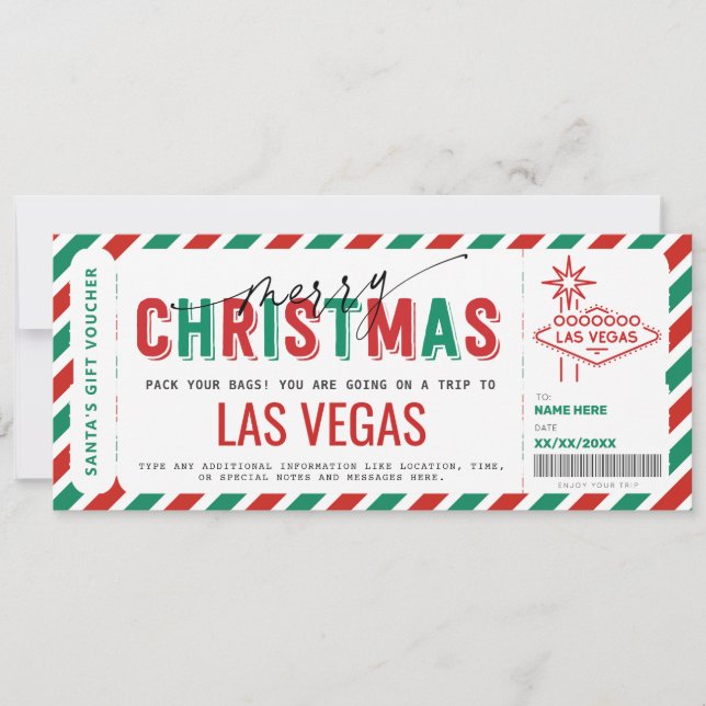 Invitation Billet cadeau voyage Surprise Las Vegas (Devant)