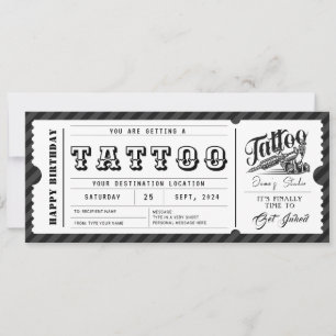 Invitation Billet Certificat Chèque Cadeau Tatouage Personnal