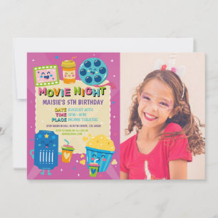 Invitation Billet cinéma Nuit Film Cinéma Anniversaire Photo