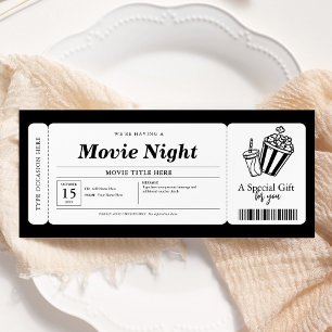 Invitation Billet Coupon cadeau de nuit pour film